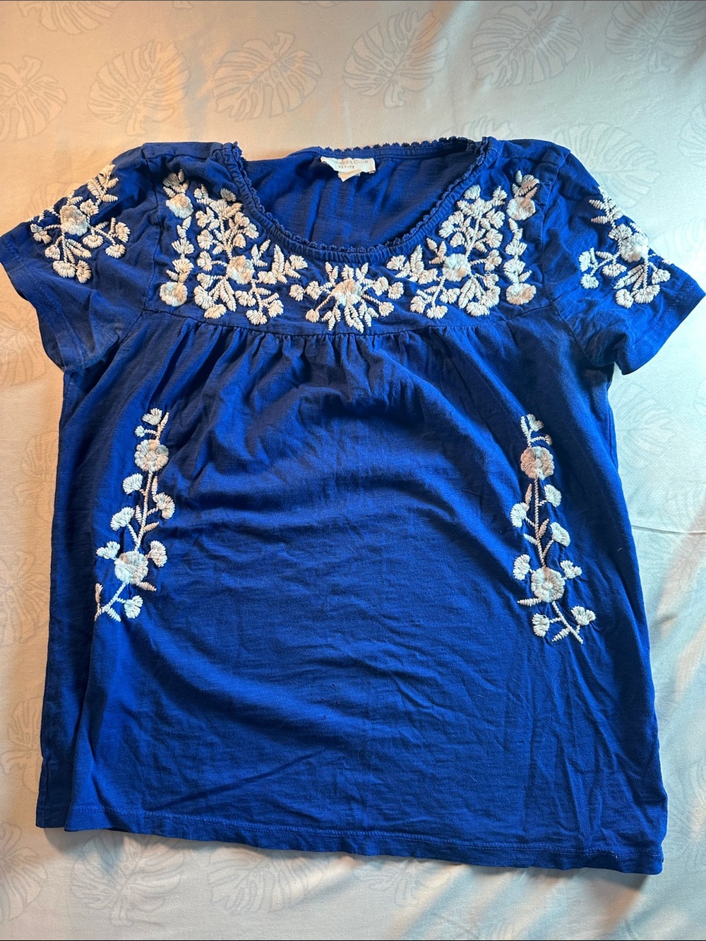 Charter Club Royal Blue Short-Sleeve Embroidered Tee